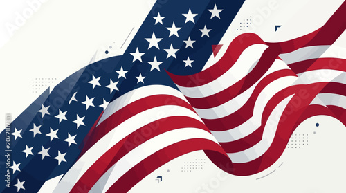 Quadro em tela American Flag Waving in the Wind.