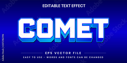 Comet Cosmic Blue Cyber Blocky 3D Editable Text Effect