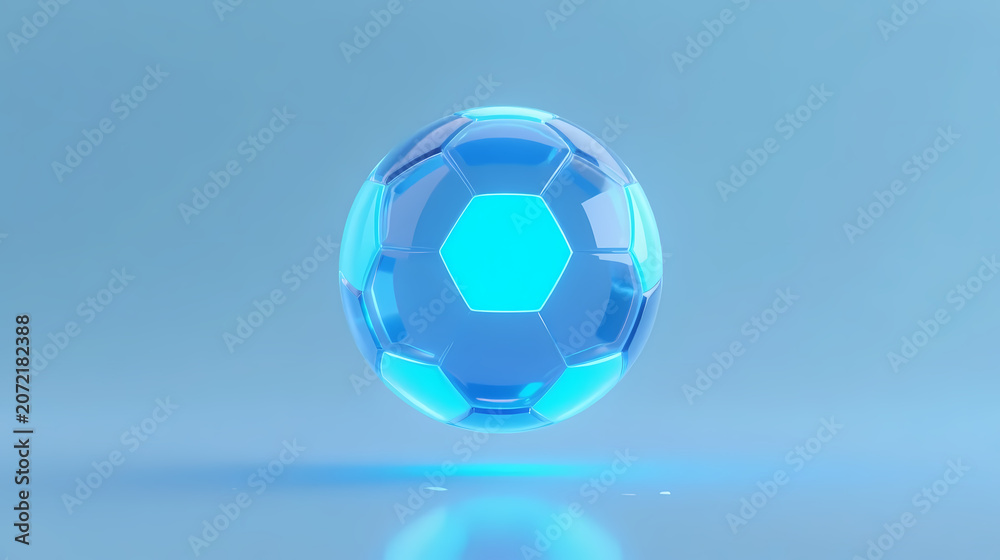 Fototapeta premium Floating blue geometric sphere in soft light
