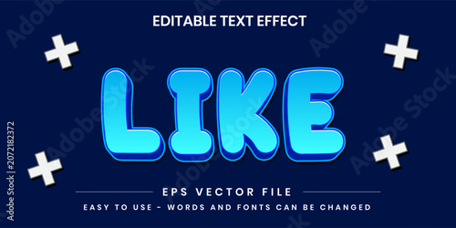 Like Bubble Cyan Blue Cartoon 3D Editable Text Effect