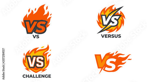 Fotografie Competition illustration of VS logos with flames and challenge theme