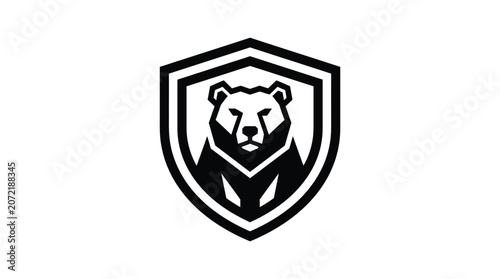 Black and white bear head emblem design.