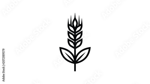 Minimalist black wheat icon on white background.