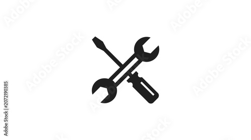 Crossed wrench and screwdriver tools icon design.