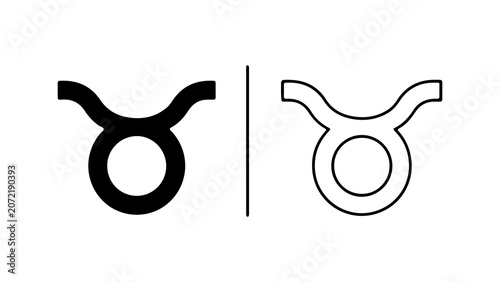 Tableau sur toile Taurus Zodiac Sign Symbol Black And White Vector Set