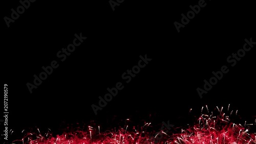  loop seamless of real fireworks background golden shining fireworks with bokeh lights in the night sky. glowing fireworks show. New year's eve fireworks celebration multiple colors 