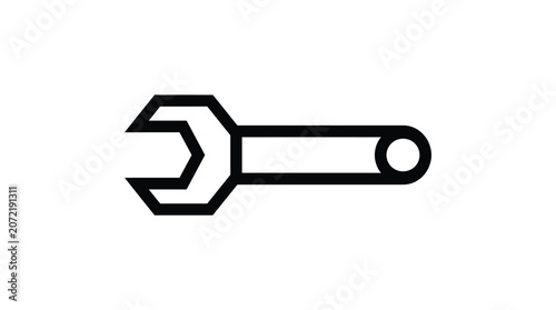 Black and white wrench icon for design use.