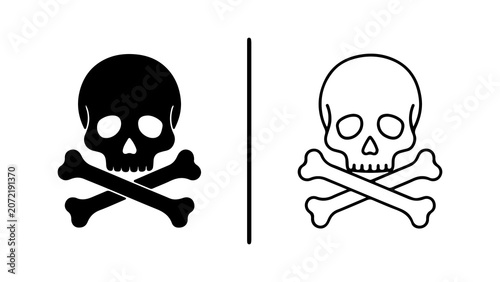 Photos Skull and Crossbones Icon Set in Black and White
