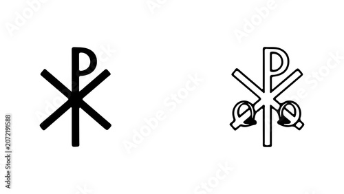 Fotografie Chi Rho Christian Symbols Set Illustration