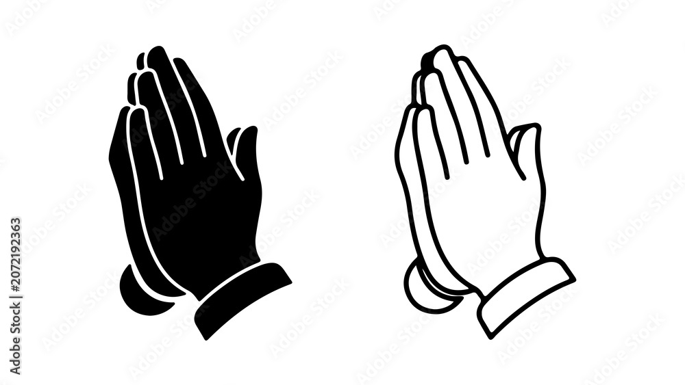 Fototapeta premium Praying Hands Gesture Icons Set for Religious Concepts