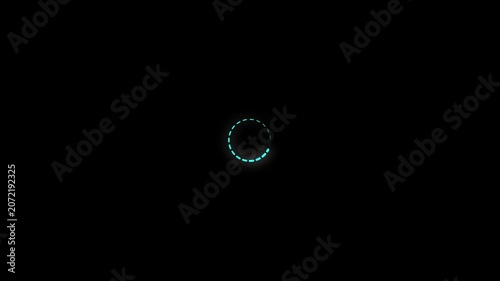 Neon White Loading Circle Animation on Black Background, Rotating Buffering Wheel, Download Upload Progress Loop, Modern Waiting Icon, Smooth 4K Motion Design