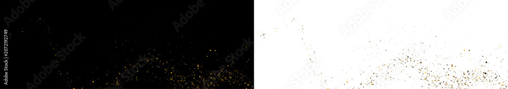 Fototapeta premium Gold glitter confetti background, luxury sparkling particles and glowing dust, elegant abstract festive design for wedding invitation and branding use.