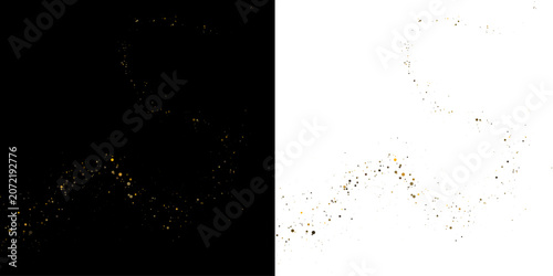 Canvastavla Golden glitter dust cloud with luminous shine, soft bokeh particles and elegant festive abstract background for premium wedding and event design