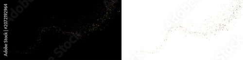 Shimmering gold dust and confetti particles, luxury festive abstract background for wedding invitations, greeting cards and modern graphics.