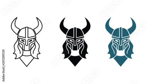Konstfotografi Ancient Norse Viking helmet adorned with prominent horns and flowing hair embody