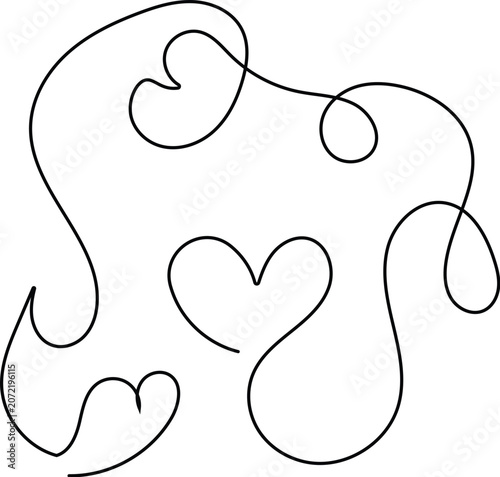 Minimalist continuous line drawing forming heart shapes