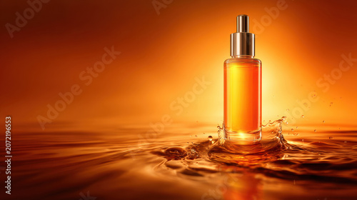 Light shines on a bottle in water
