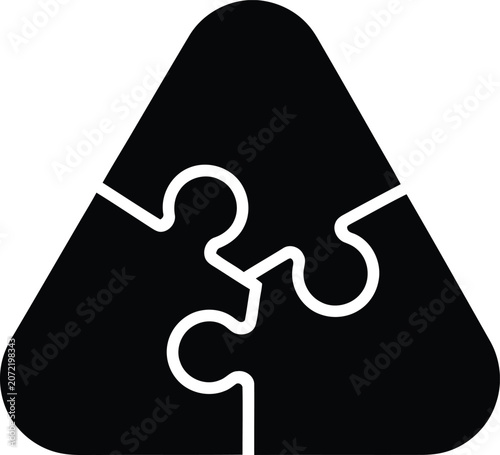 Silhouette vector of three interlocking puzzle pieces for business design