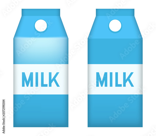 Milk carton 3d icons set. Set of vector 3D icons.