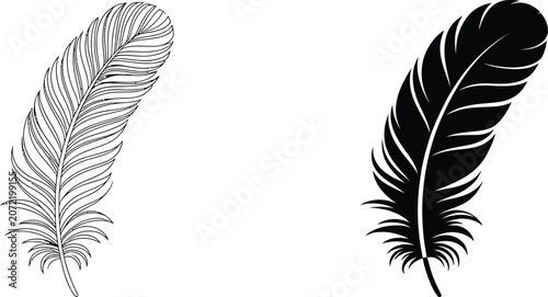 Schilderij op canvas Feather icon, elegant bird plume symbol representing freedom nature writing and creative artistic concepts