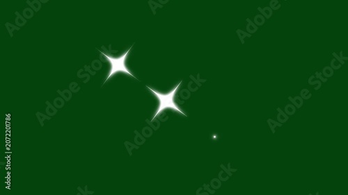 Sparkling celestial star animation with glowing doodle lights, glitter particle streams and magical night sky twinkle effects on deep green screen background. 4k