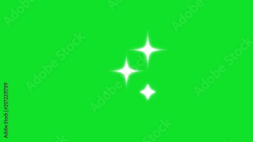 White retro vector stars blinking rhythmically with glitter sparkle bursts and magical night sky illumination effects on green screen background. 4k