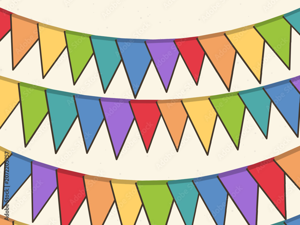 Fototapeta premium Festive Triangle Flag Garland Party Pattern