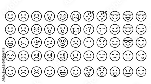 Schilderij op canvas Collection of diverse handdrawn smiley emoticons and faces