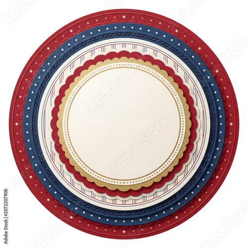 Patriotic paper cut circular frame with copy space illustration