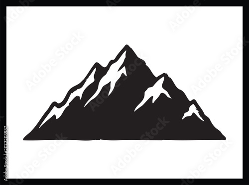 Mountain Range Silhouette Vector Icon for Outdoor Adventure Design