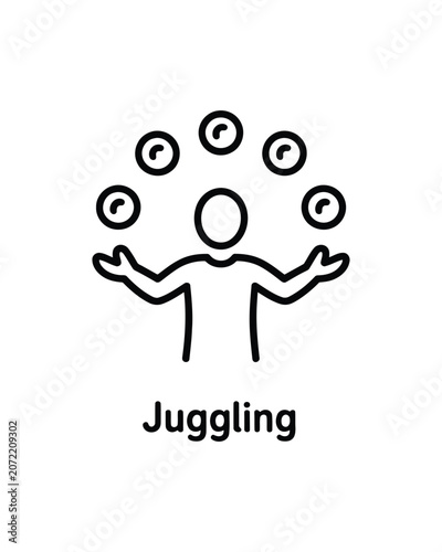 Juggling showing a person throwing five balls into the air in a pattern