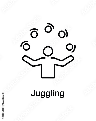 Juggling showing a person throwing five balls into the air in a pattern