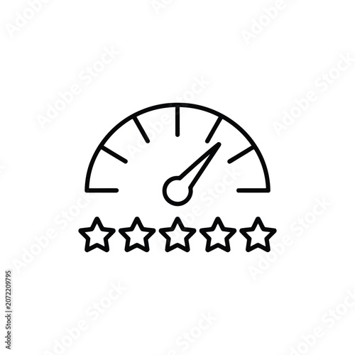 Performance rating with a speedometer gauge and five stars below the dial