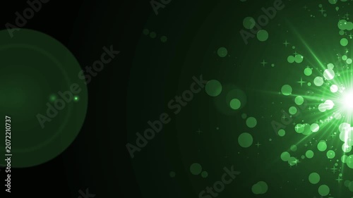 Dark abstract background with bright lens flare bokeh animation