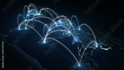 Photos link line connection global business concept of connections and information tran
