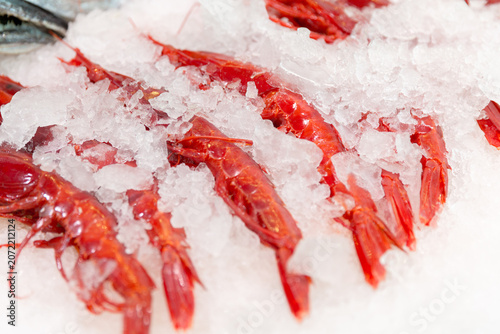 Photos Carabinero shrimps on ice at local market