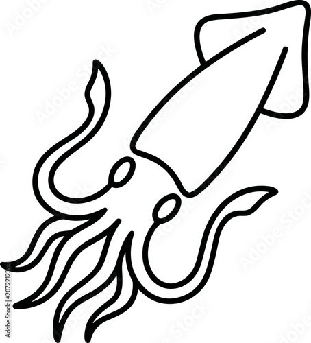 Fényképezés Minimalist Squid Outline Icon
