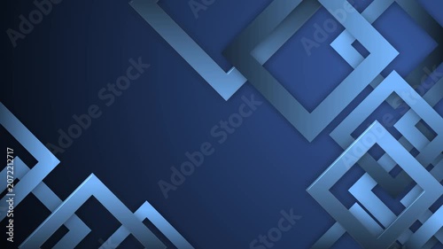 Abstract layered geometric squares background animation, Paper squares with soft shadows forming diagonal corners, minimal clean geometric background