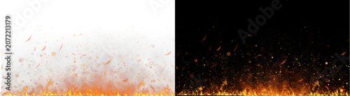 Foto PNG image of Bright orange fire sparks and glowing embers floating upwards from
