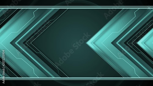 Futuristic chevron arrows background animation, Abstract chevron arrows on dark background with glowing lines and thin borders