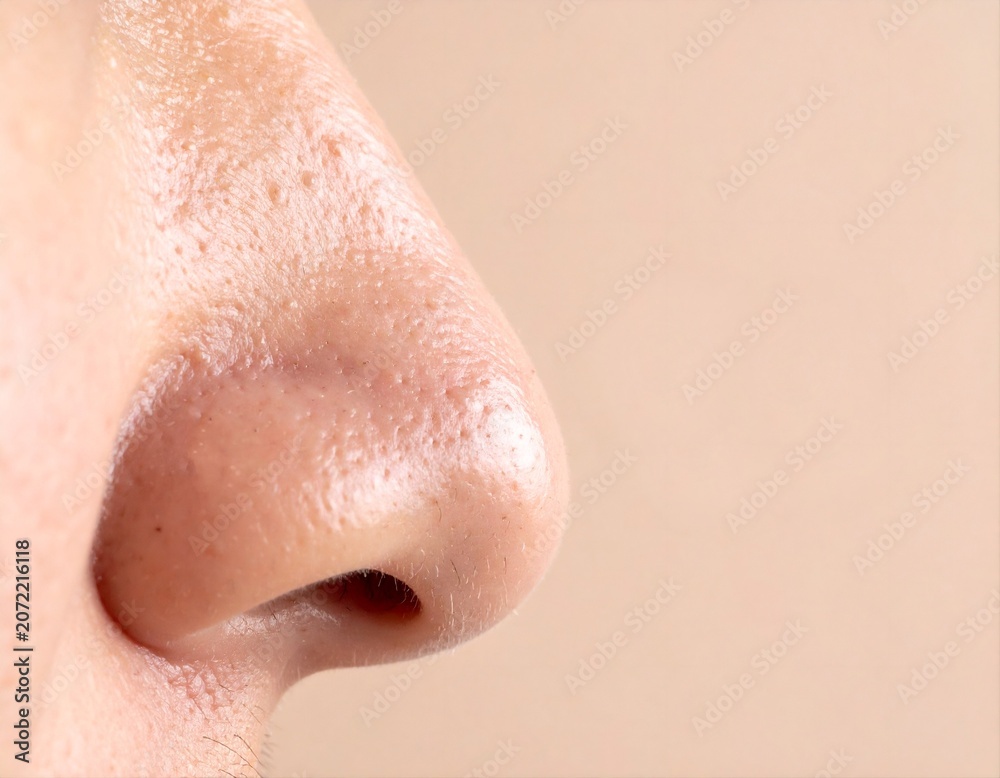 Fototapeta premium Extreme macro close up of human nose skin texture with visible pores