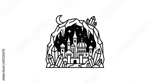 Canvas Print Fantasy castle in a mystical landscape.
