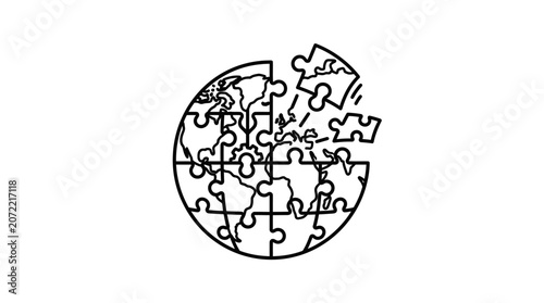 Foto Incomplete puzzle globe earth shape.