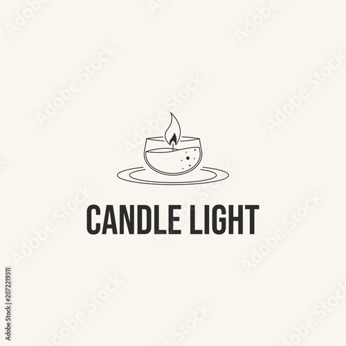 candle light line art logo design vector illustration.
