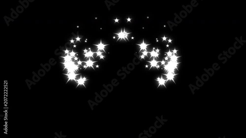 Sparkling star twinkle glitter white cartoon doodle animation, white twinkling particles shimmer, magic glitter dust trail, shining twinkle transition on black screen background, 4K loop