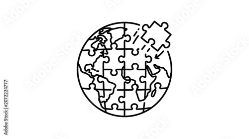 Billede på lærred Jigsaw puzzle globe earth concept.