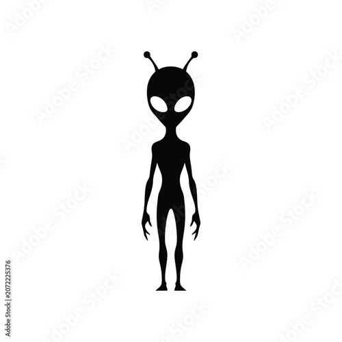 Bild auf Leinwand Alien silhouette against white background for science fiction and extraterrestri