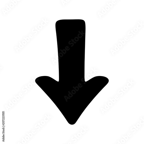 Downward Black Arrow Icon Vector Minimalist Direction Symbol Illustration