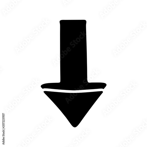 Simple Black Downward Arrow Icon Vector Illustration Minimalist Line Art
