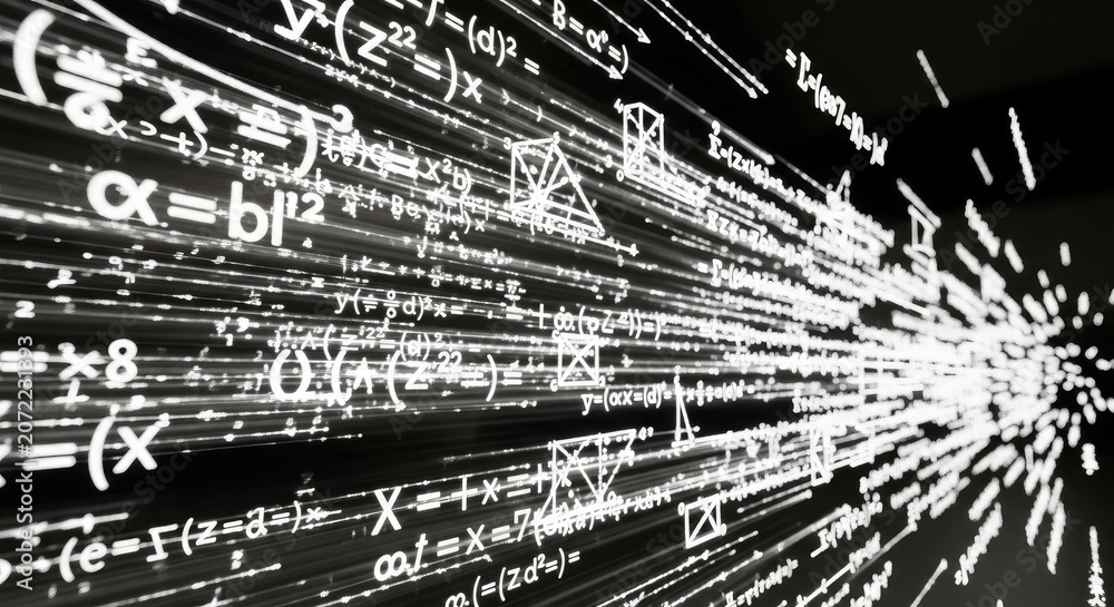 Fototapeta premium Abstract Digital Mathematics - Equations and Formulas in a Futuristic Display.